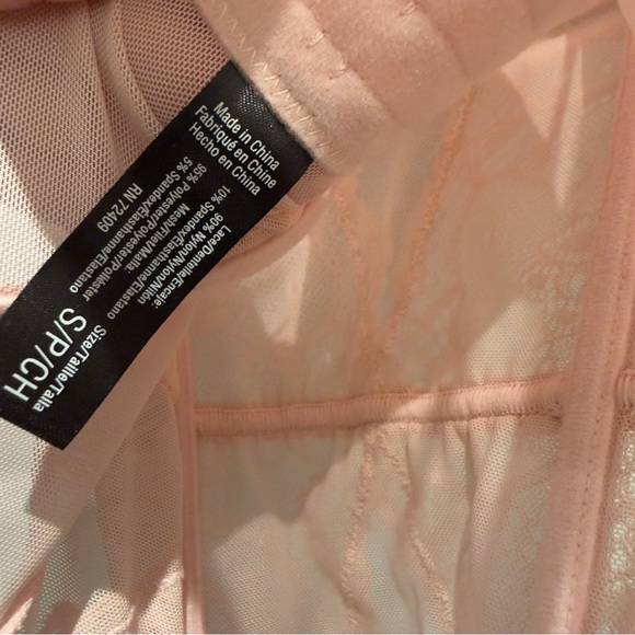 NWT- Rene Rofe Light Pink Blush Lace Bustier With Garters Lingerie Small Womens - Picture 4 of 7